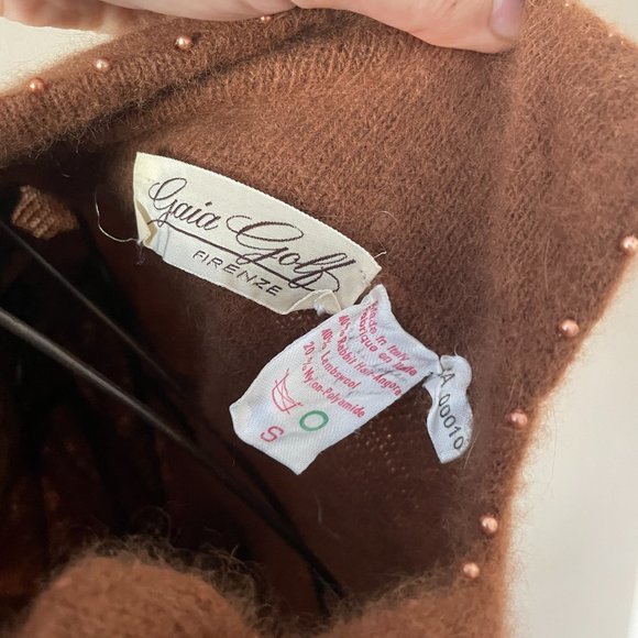 Vintage Angora Sweater with Rhinestone Detailing Made in Italy Gaia Golf Firenze - Picture 7 of 9